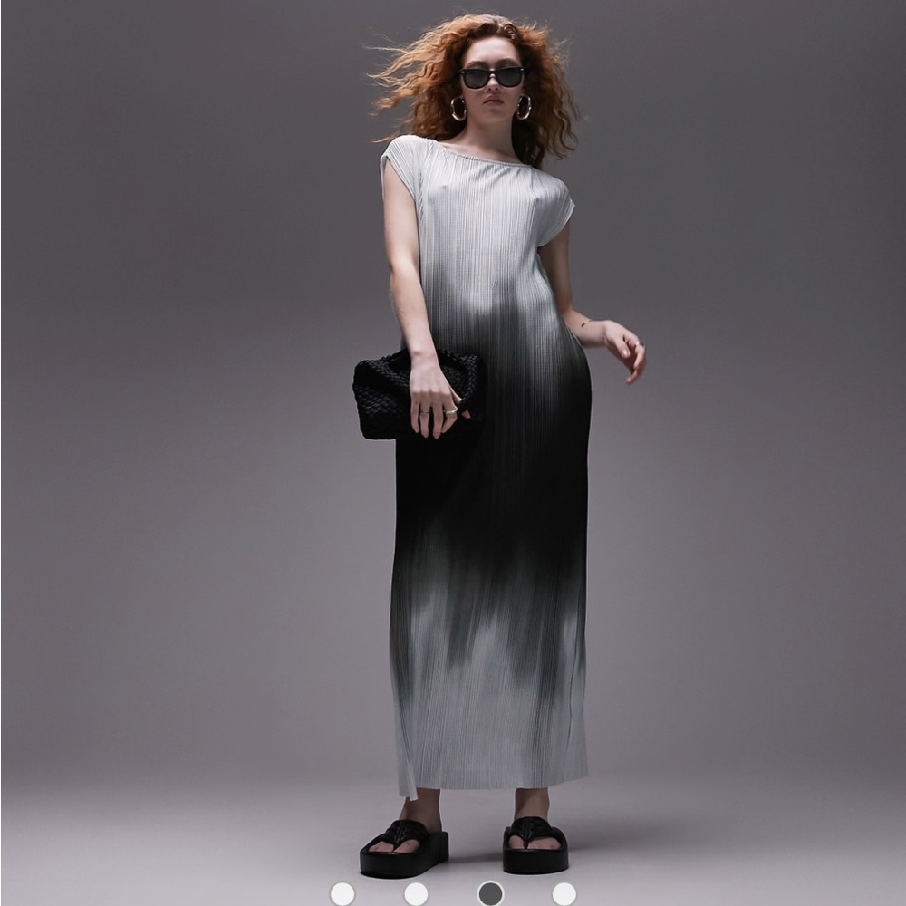 Topshop ombre textured colum jersey dress in multi